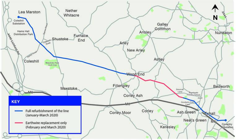 Coleshill to Bedworth Map