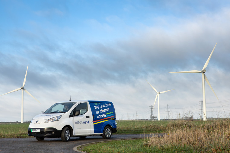 A National Grid van at Bicker Fen substation, Lincolnshire