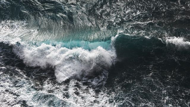 Close up image of rough seas with waves