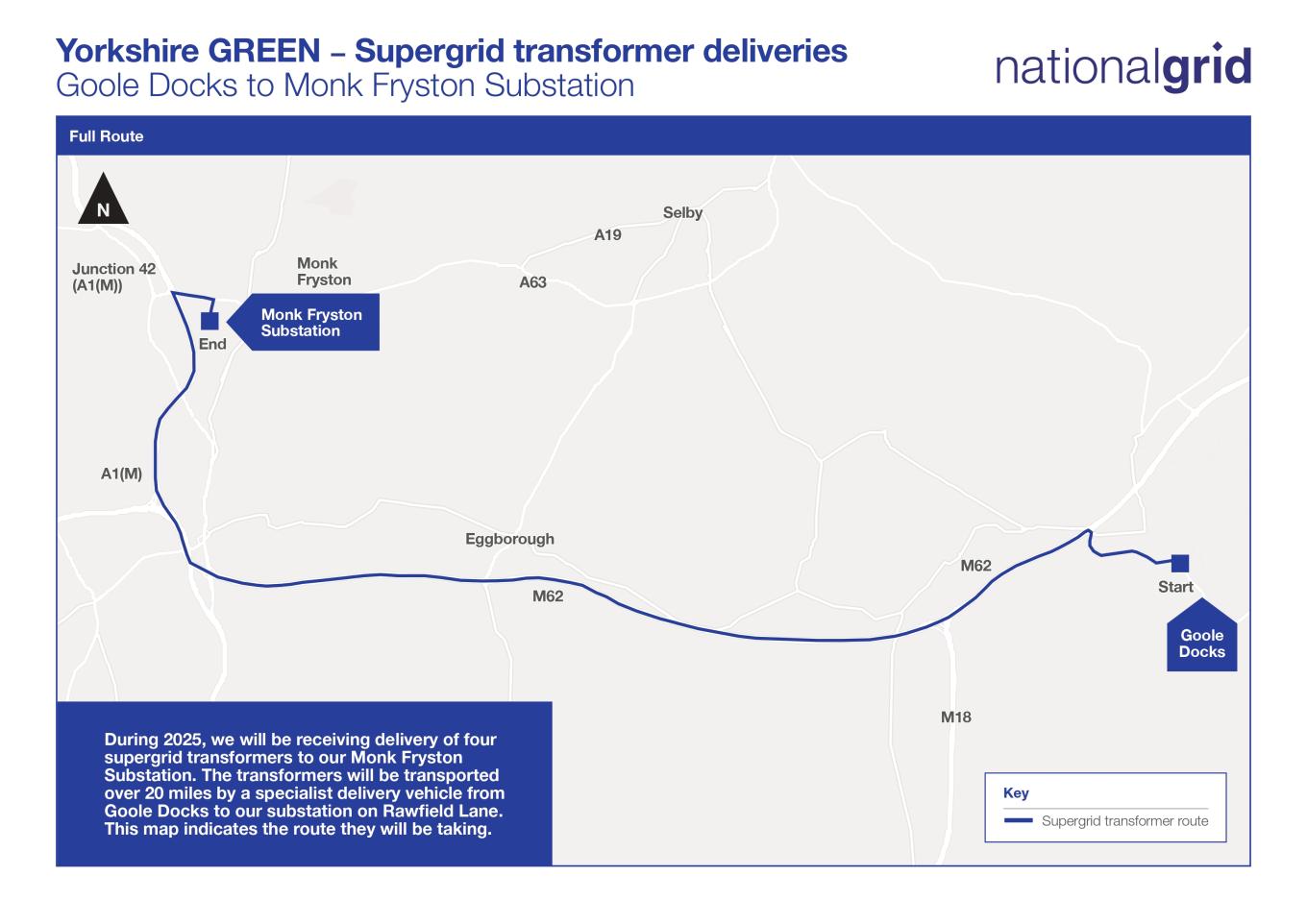Map of the Monk Fryston Supergrid transformer route