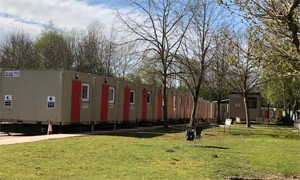 Accommodation pods at National Grid House during coronavirus pandemic