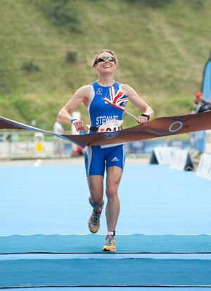 National Grid's World Duathlon Champion Danielle Stewart winning gold