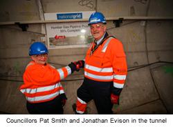 Humber-Tunnel-Visit-AG-31_250x190.jpg Councillor Pat Smith, Mayor of The East Riding of Yorkshire, shaking hands with Councillor Jonathan Evison, Mayor of North Lincolnshire, in the tunnel - used for the National Grid story 'Celebrating the completion of the Humber Tunnel
