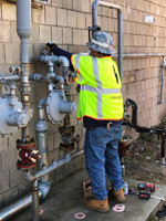 Upgrading the gas at new field hospital at SUNY Old Westbury on Long Island, US - used for the National Grid story ' Powering healthcare in New York'