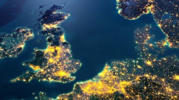 Map of GB and Denmark at night