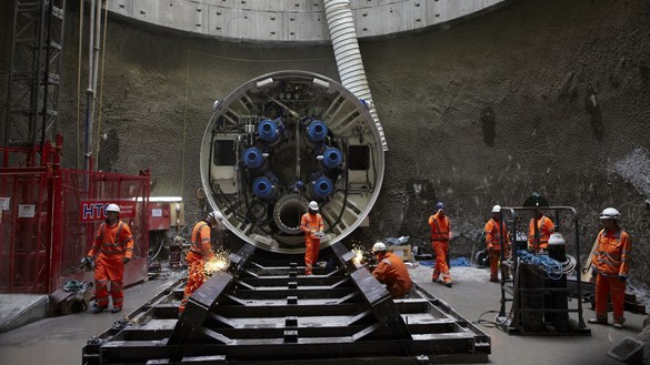 National Grid tunnel boring machine cutting tunnels under London