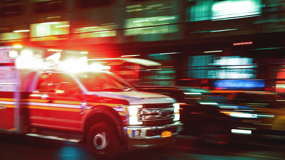 Blurred image of a US ambulance in motion - used for the National Grid story 'Powering healthcare in New York'