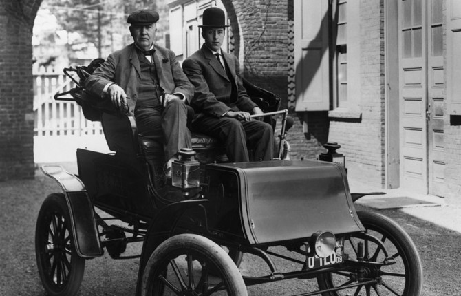 National Grid old Ford electric vehicle with Thomas Edison