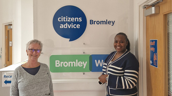 National Grid colleague Tahlia Holder (R) volunteering at Citizens Advice in Bromley